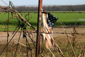 Tattered American flag.